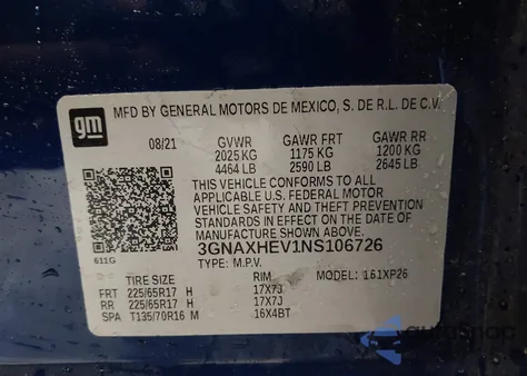 2022 Chevrolet Equinox Fwd Ls from USA, damaged, VIN 3GNAXHEV1NS106726
